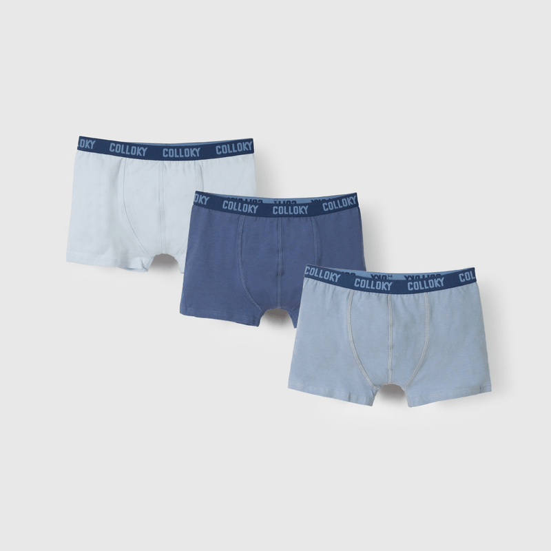 Pack Tres Boxer Azul Clásico de Niño talla 2 a 12 años