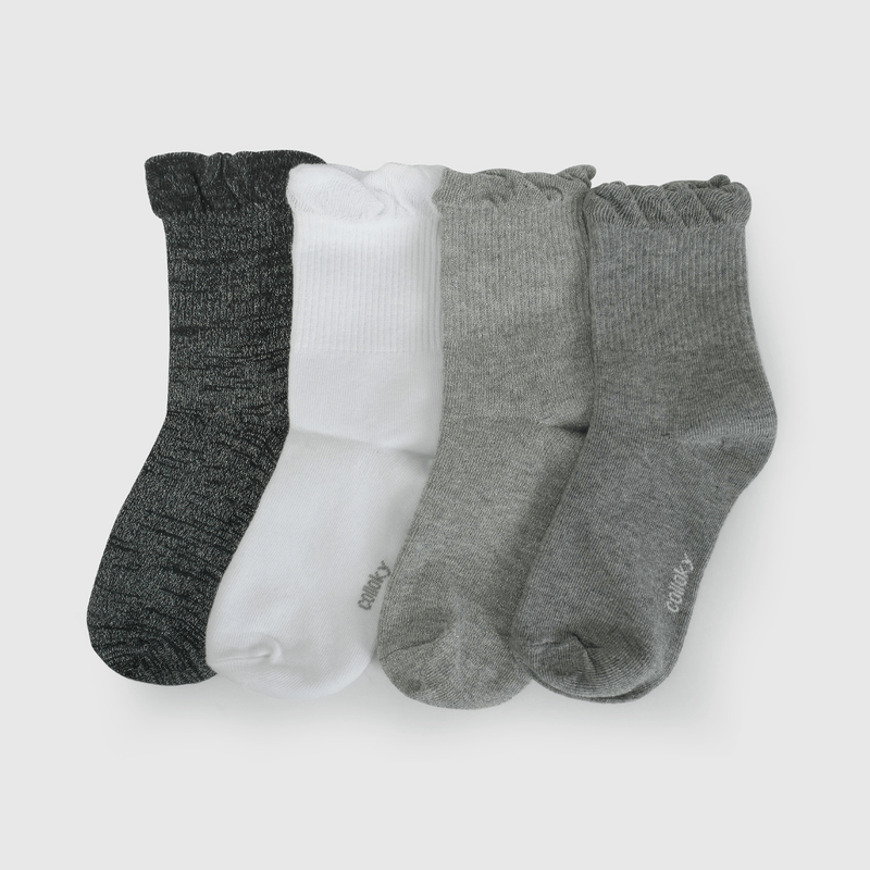 Pack Cuatro Calcetín Gris Clásico de Niña talla 23/25 a 34/37