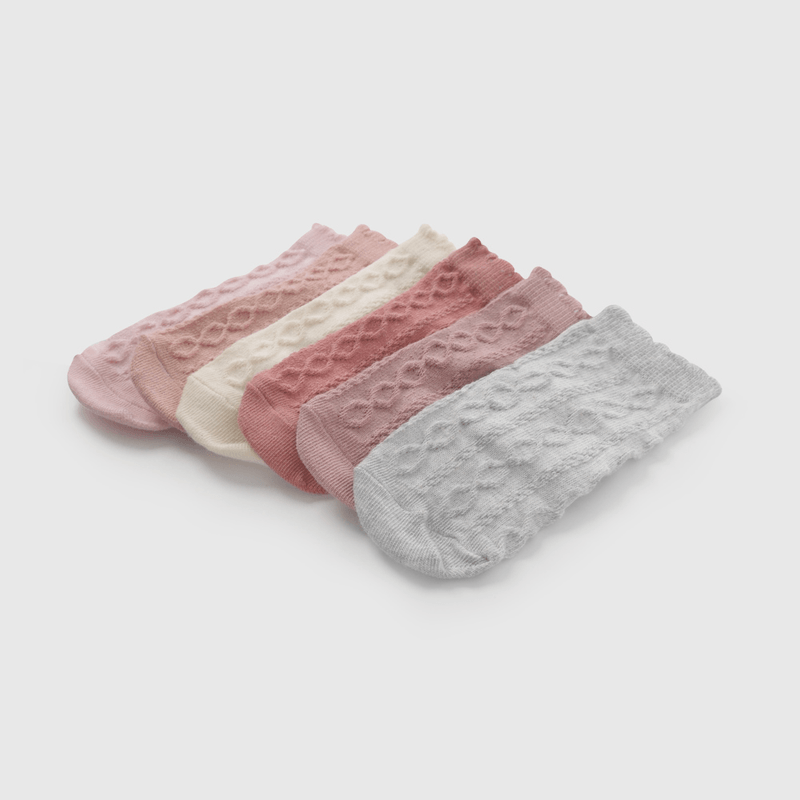 Pack Seis Calcetines Multicolor Trenzado de Niña Infantil talla 14/16 a 23/25