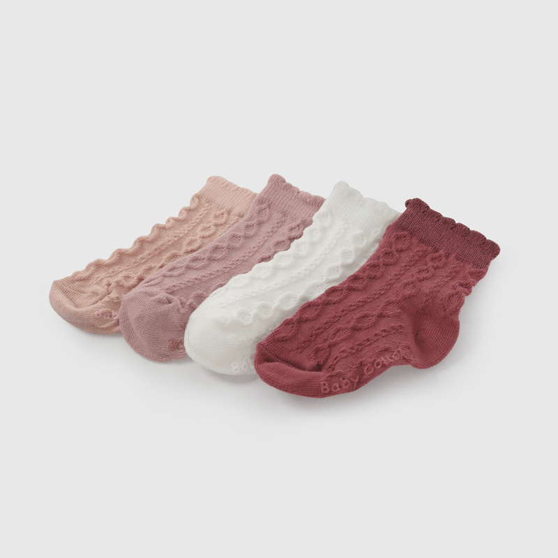 Pack Cuatro Calcetines Trenzados de Niña Infantil talla 14/16 a 23/25