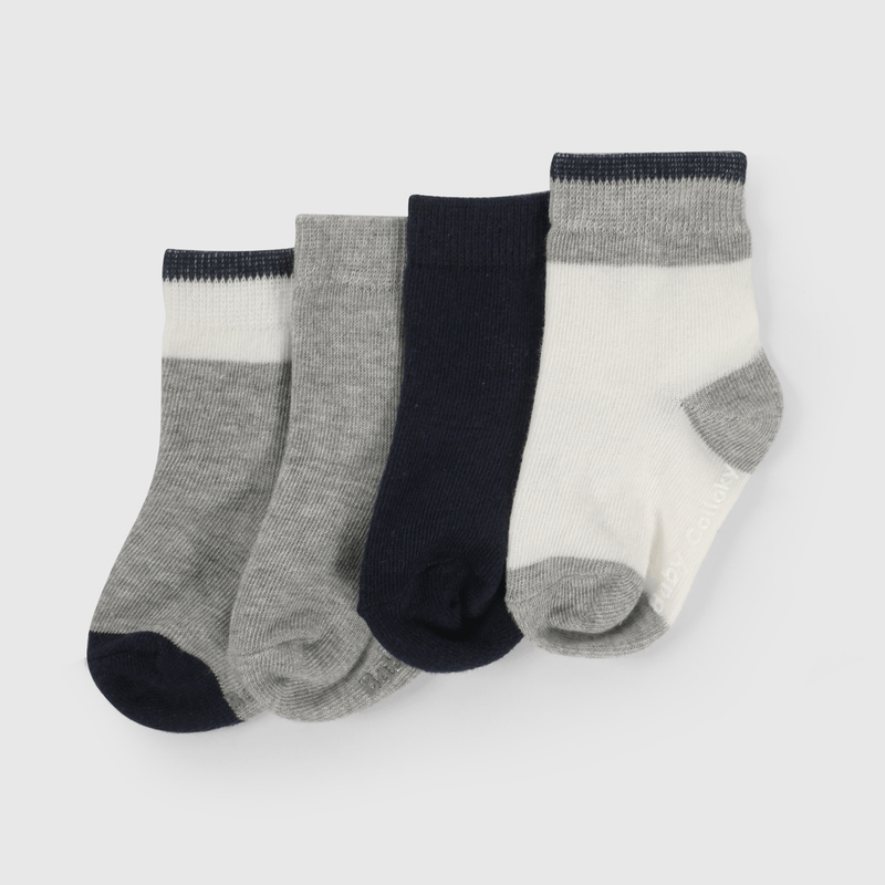 Pack Cuatro Calcetines Rayas Azul De Niño Infantil talla 14/16 a 23/25