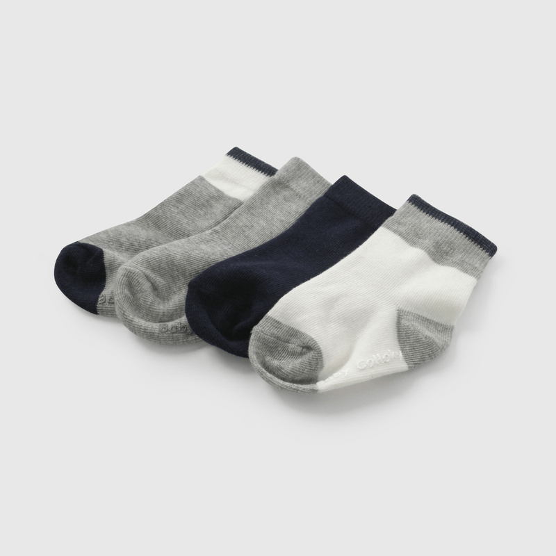 Pack Cuatro Calcetines Rayas Azul De Niño Infantil talla 14/16 a 23/25