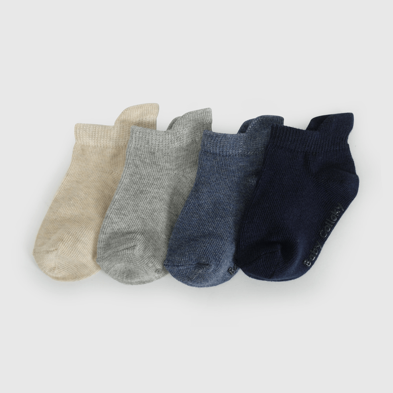Pack Cuatro Calcetines Azul Corto De Niño Infantil talla 14/16 a 23/25