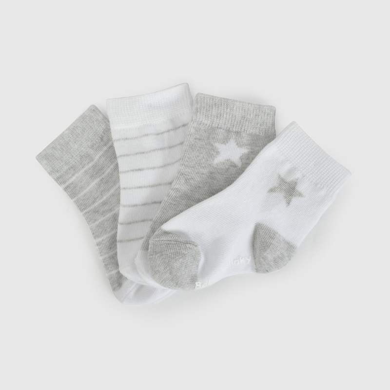 Pack Cuatro Calcetines Gris Estrella De Niño Infantil talla 14/16 a 23/25