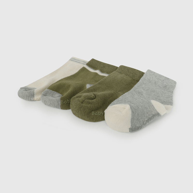 Pack Cuatro Calcetines Líneas Verde De Niño Infantil talla 14/16 a 23/25