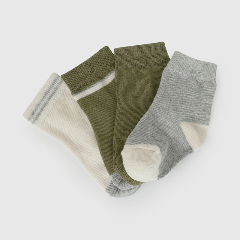 Pack Cuatro Calcetines Líneas Verde De Niño Infantil talla 14/16 a 23/25