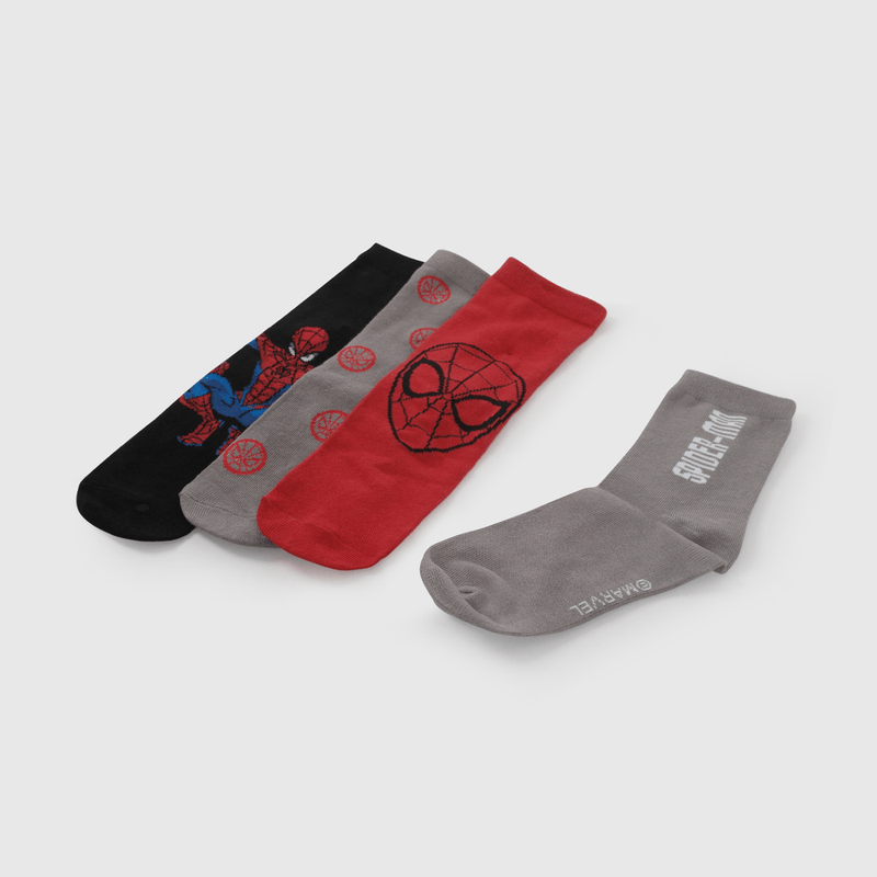 Pack Cuatro Calcetín Rojo Spiderman de Niño talla 23/25 a 34/37