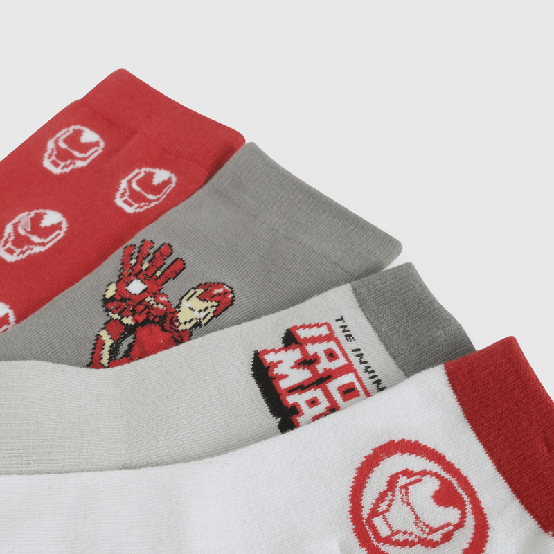 Pack Cuatro Calcetín Gris Iron Man de Niño talla 23/25 a 34/37