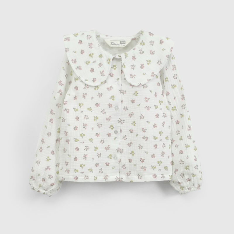 Blusa Blanca Bordada de Niña talla 3 a 12 Años