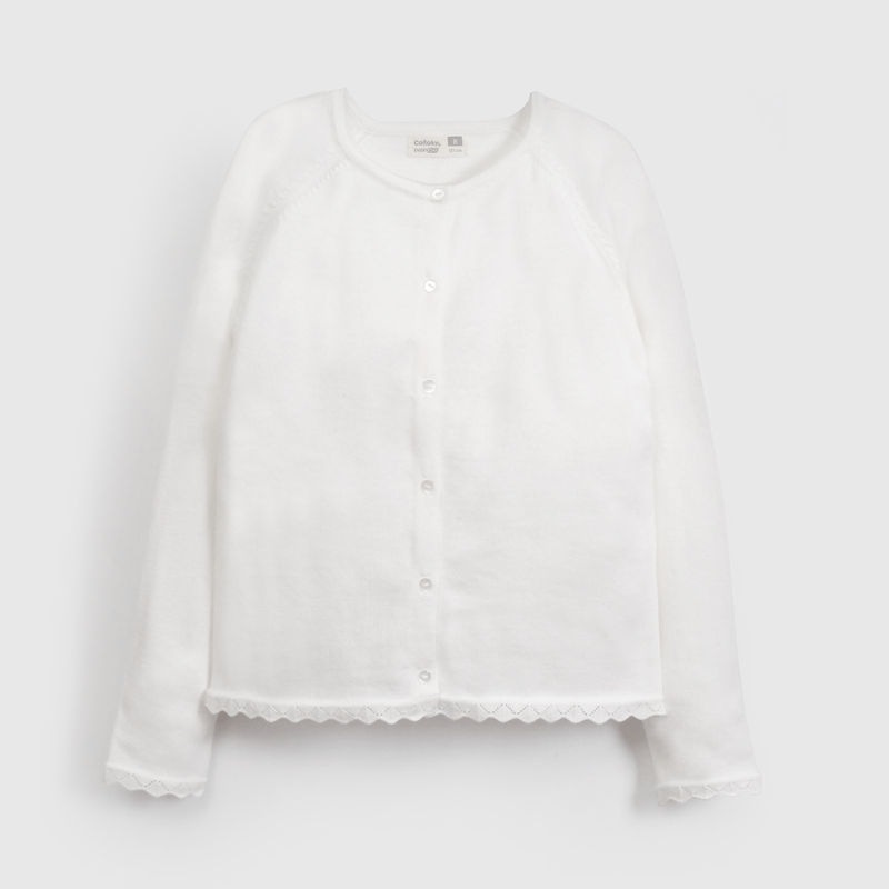 Chaleco Blanco Básico de Niña talla 3 a 12 Años
