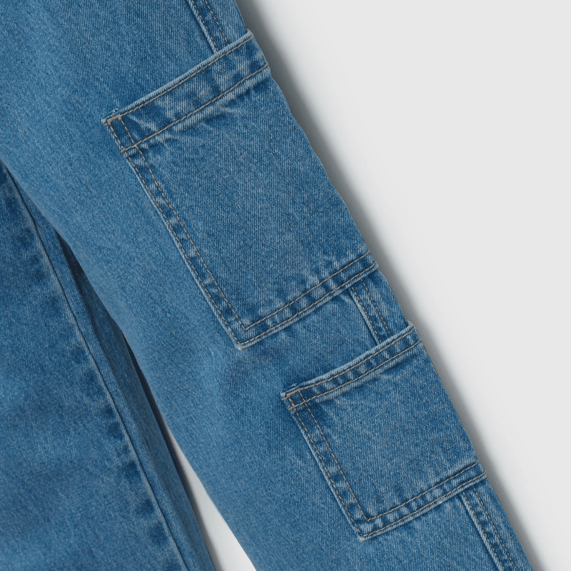 Jeans Azul Cargo de Niña talla 3 a 12 Años