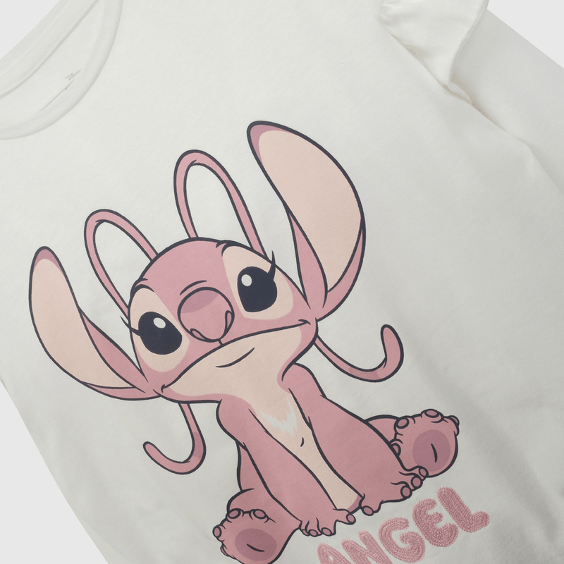Polera Blanca Vuelo Lilo Stitch de Niña talla 3 a 12 Años