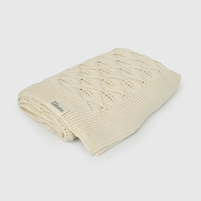Manta Tejido Calado Beige de Bebé de New born talla Única