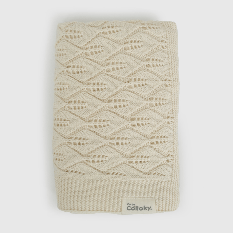 Manta Tejido Calado Beige de Bebé de New born talla Única