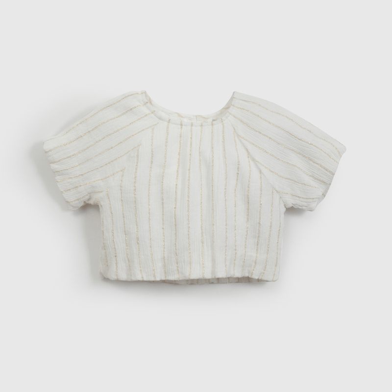 Blusa Blanca Aglobada Bordada de Niña talla 3 a 12 añoss
