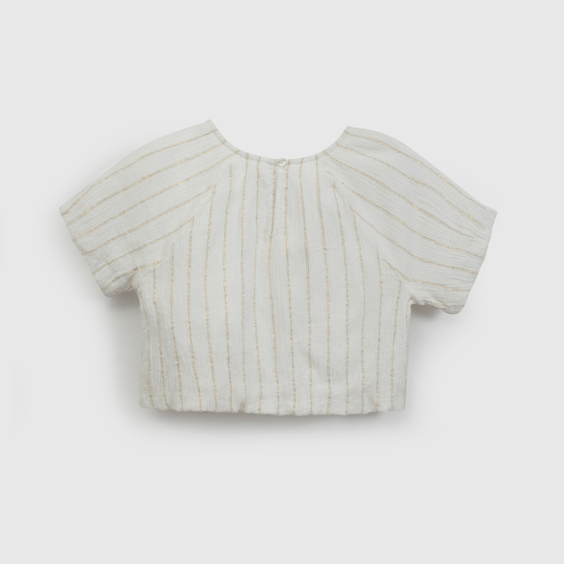Blusa Blanca Aglobada Bordada de Niña talla 3 a 12 añoss