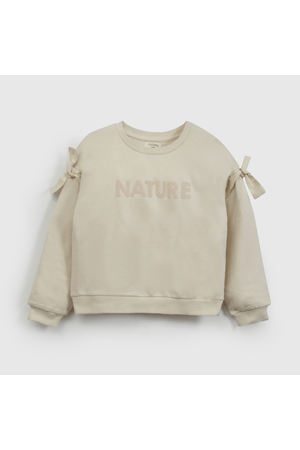 Polerón Beige Nudos  de Niña talla 3 a 12 añoss