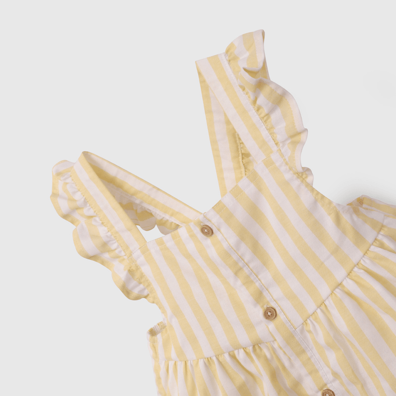 Vestido Amarillo  Rayado de Niña Infantil talla 3/6 M a 24m/36 M