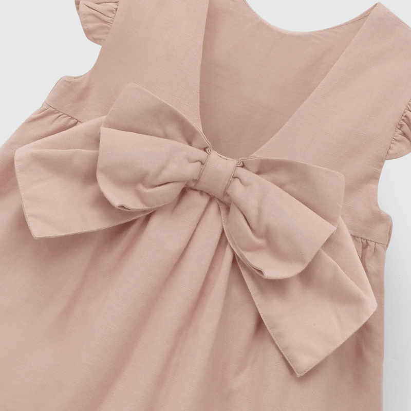 Vestido Rosado Lazo de Niña Infantil talla 3/6 M a 24m/36 M