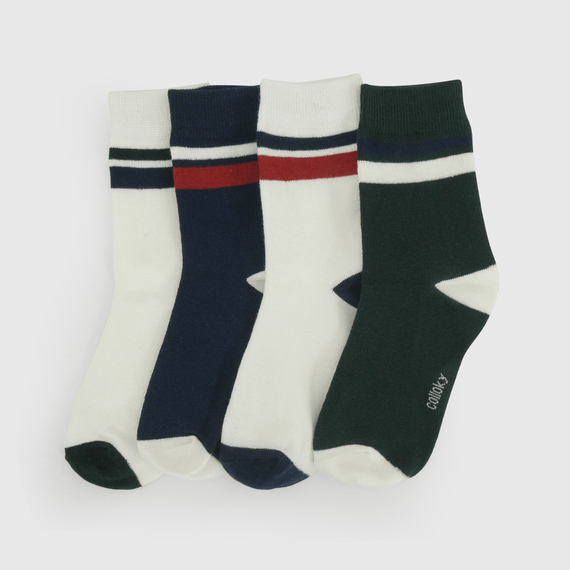 Pack Cuatro Calcetín Líneas de Niño talla 23/25 a 34/37