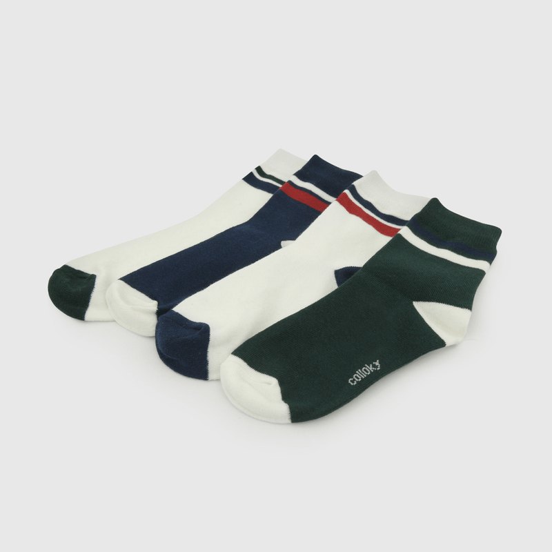 Pack Cuatro Calcetín Líneas de Niño talla 23/25 a 34/37