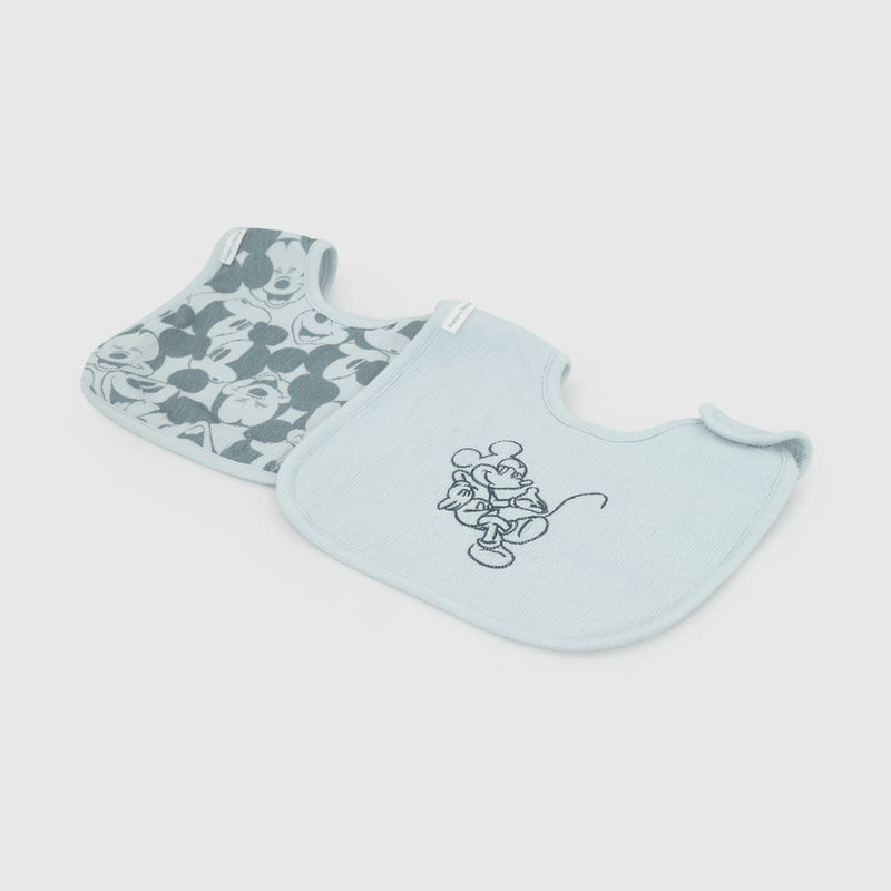 Pack Dos Babero Impermeable Celeste Mickey de New born TU