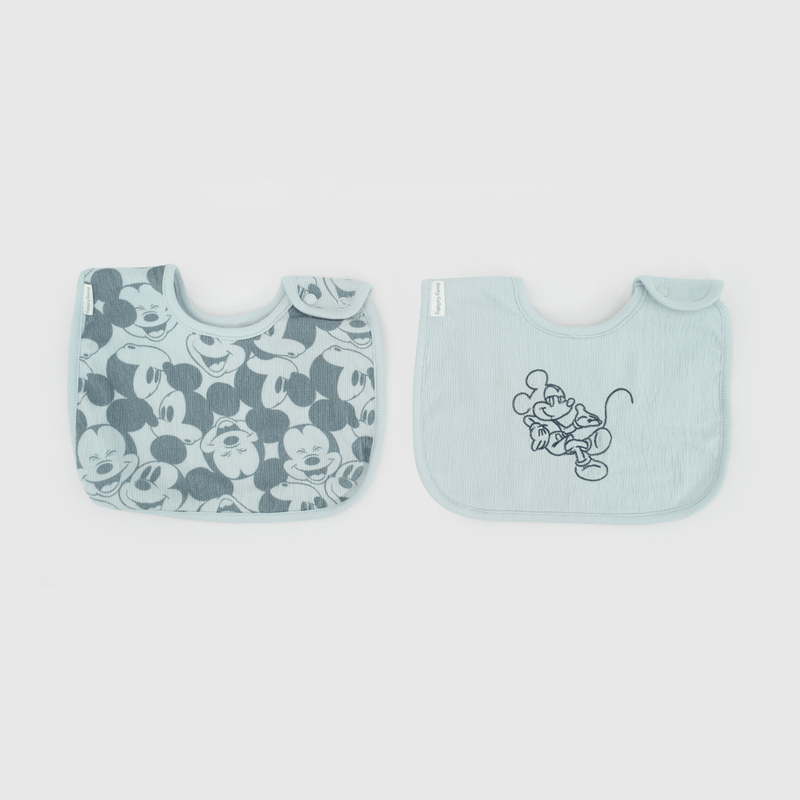 Pack Dos Babero Impermeable Celeste Mickey de New born TU