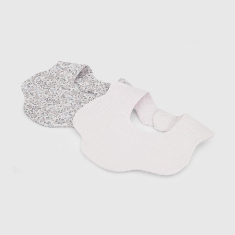 Packs X2 Baberos Impermeables Morado Flores New born TU