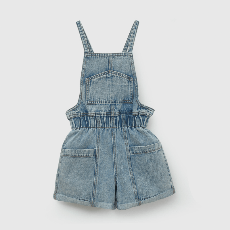 Jardinera Jeans Corta de Niña talla 3 a 12 Años