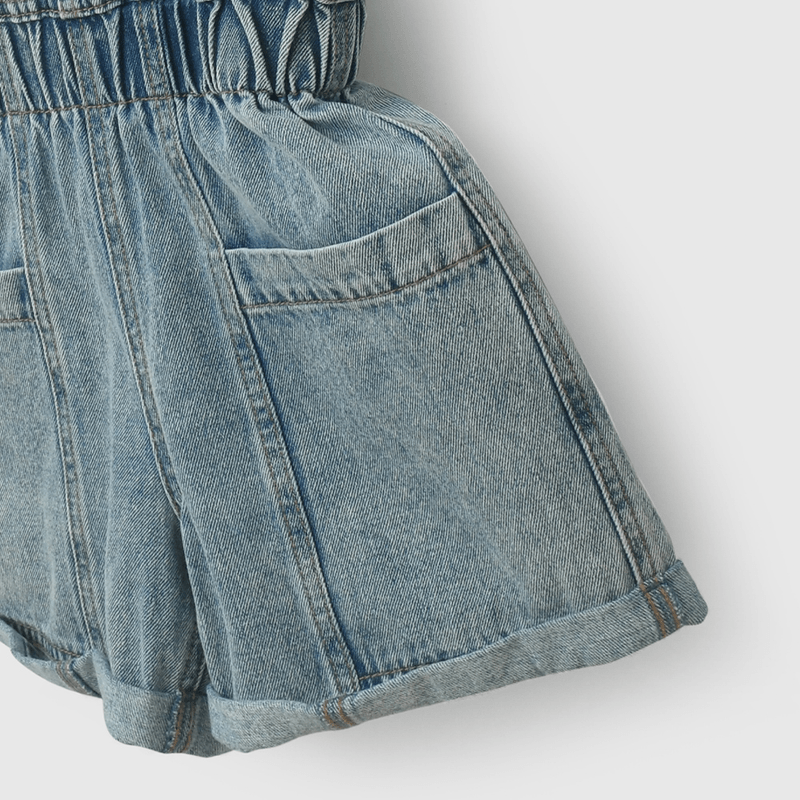 Jardinera Jeans Corta de Niña talla 3 a 12 Años