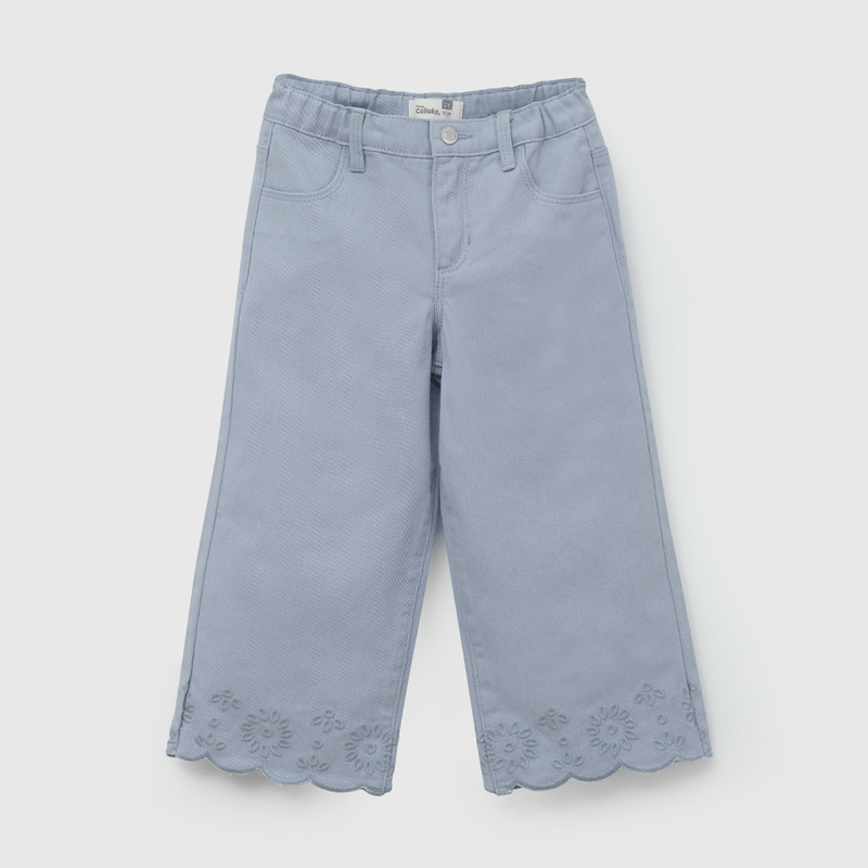 Pantalón Celeste Broderie de Niña talla 3/6 M a 24m/36 M