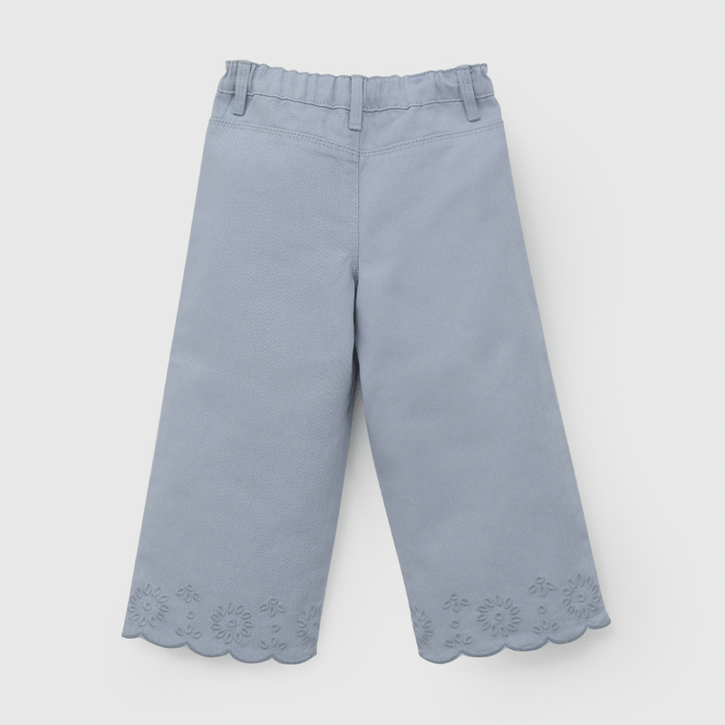 Pantalón Celeste Broderie de Niña talla 3/6 M a 24m/36 M
