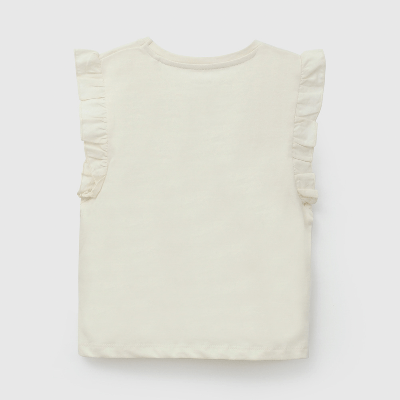 Polera Beige Básica Vuelo de Niña talla 3 a 12 Años