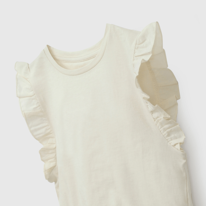 Polera Beige Básica Vuelo de Niña talla 3 a 12 Años