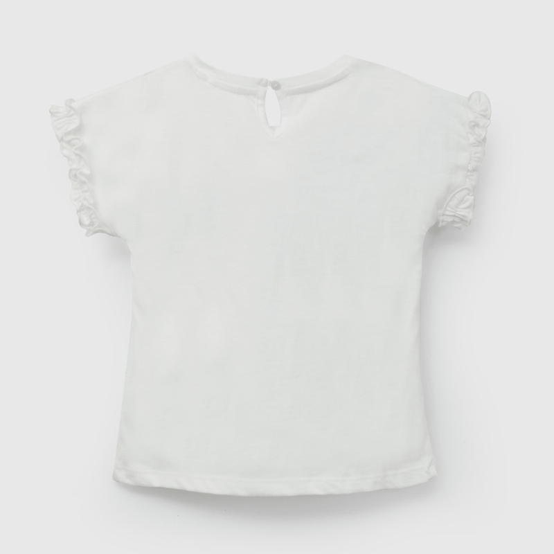 Polera Blanca Flores de Niña Infantil talla 3/6 M a 24m/36 M