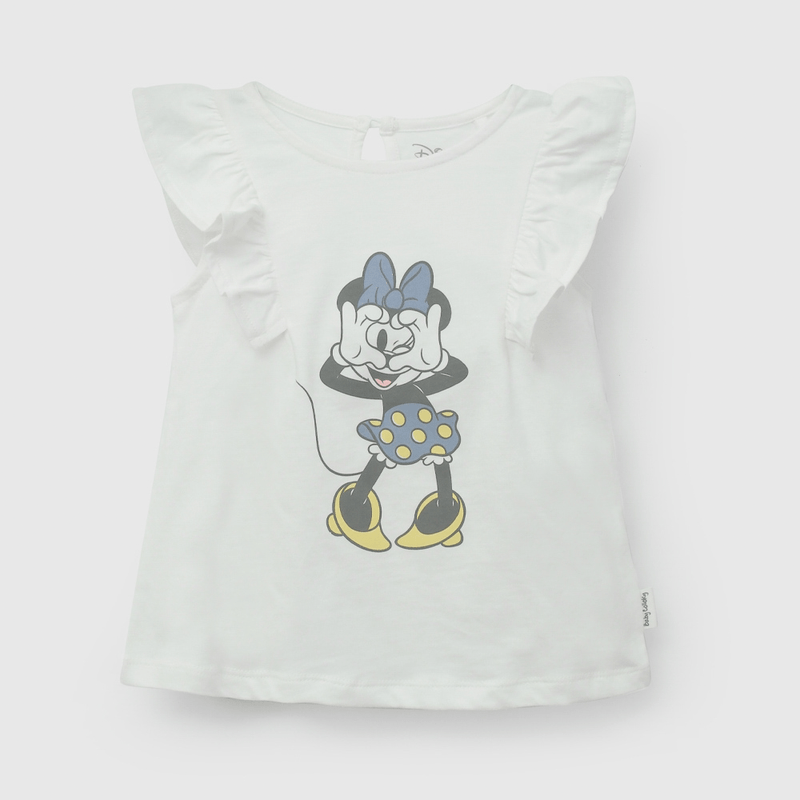 Polera Blanca Minnie de Niña Infantil talla 3/6 M a 24m/36 M