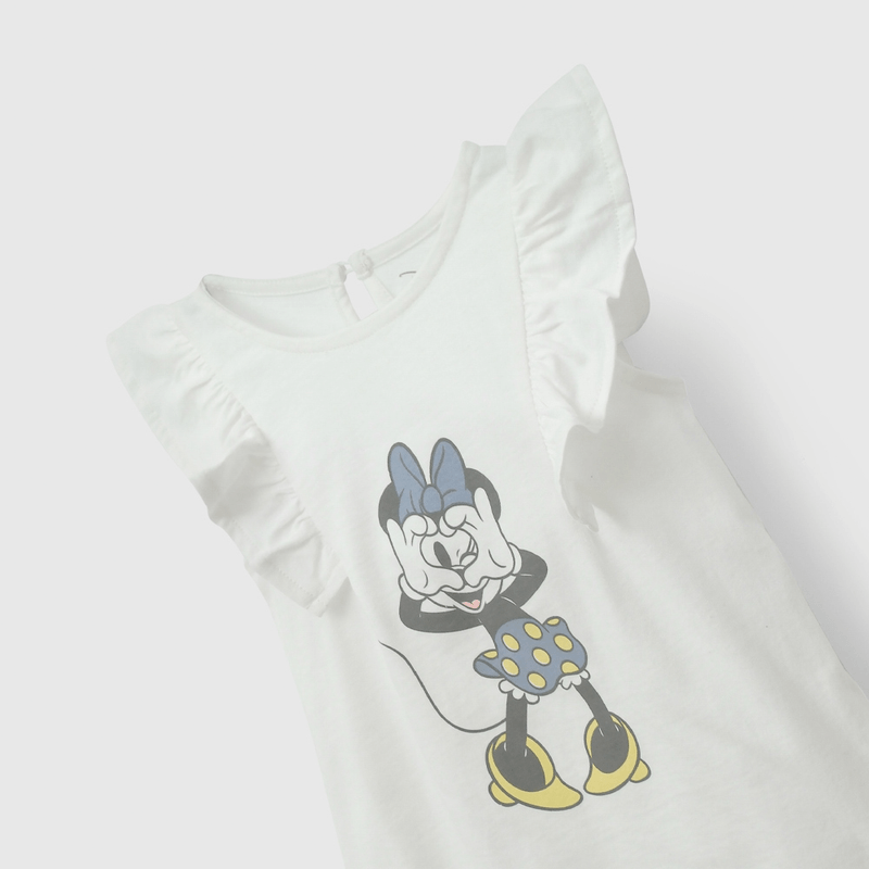 Polera Blanca Minnie de Niña Infantil talla 3/6 M a 24m/36 M