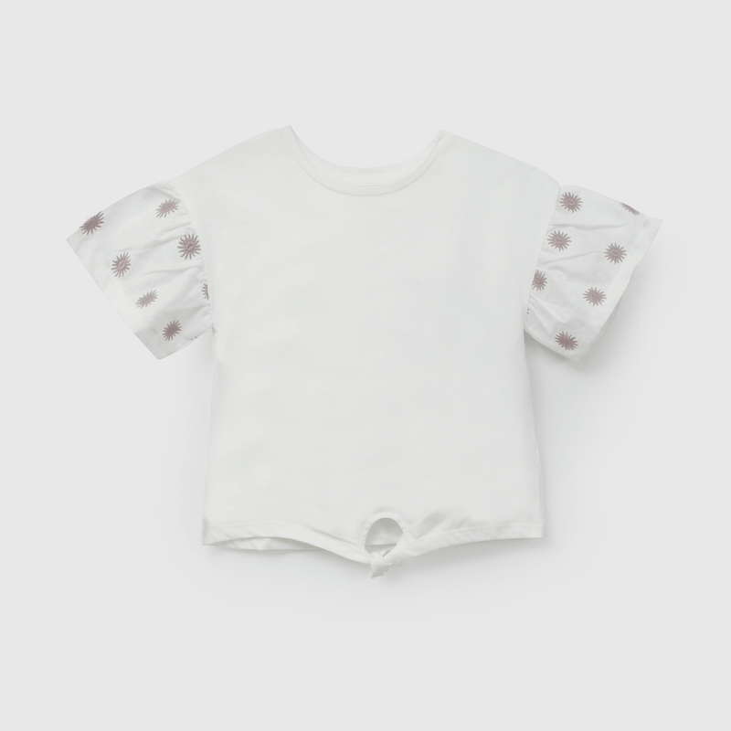 Polera Blanca Soles Bordados de Niña talla 3 a 12 Años