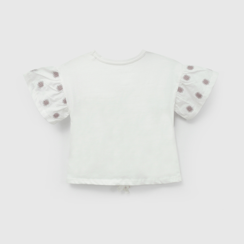 Polera Blanca Soles Bordados de Niña talla 3 a 12 Años