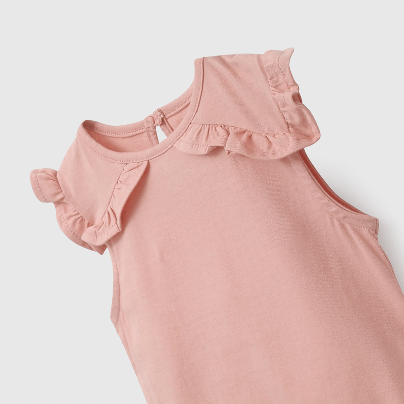 Polera Roja Con Vuelos de Niña Infantil talla 3/6 M a 24m/36 M
