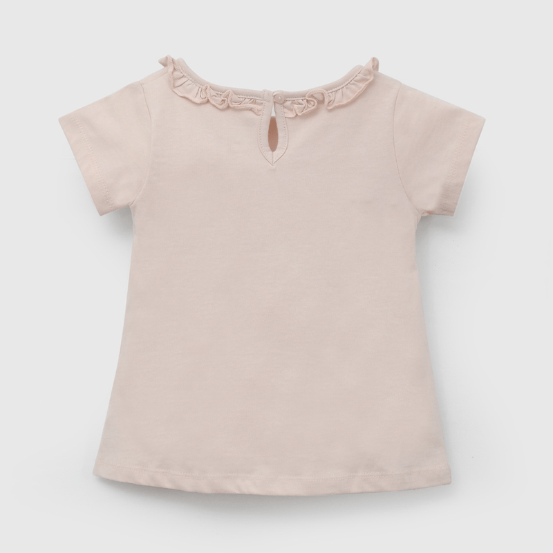 Polera Rosada Carrito Flores de Niña talla 3/6 M a 24m/36 M