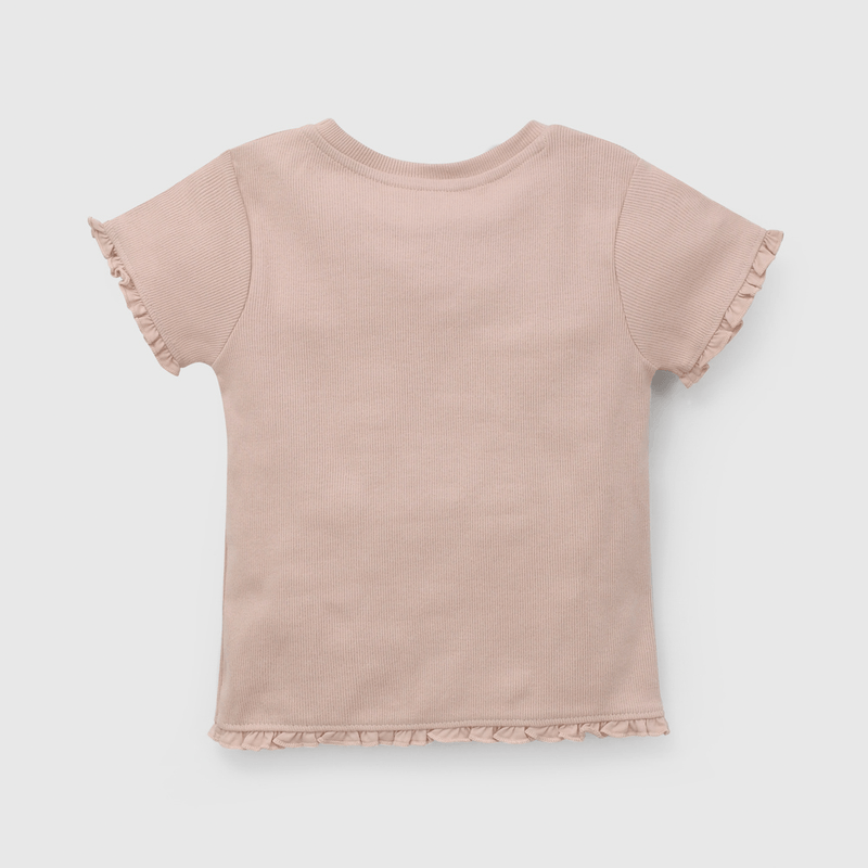 Polera Rosada Rib  de Niña talla 3 a 12 Años