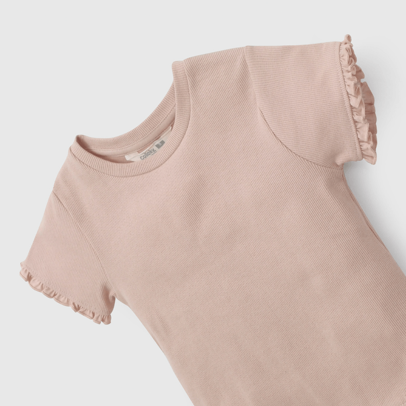 Polera Rosada Rib  de Niña talla 3 a 12 Años