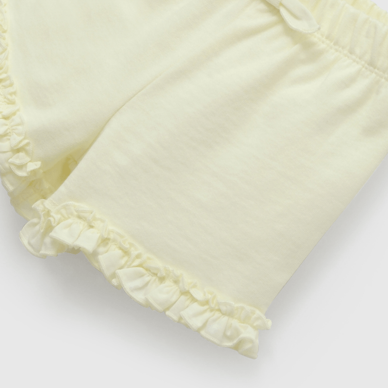 Short Amarillo Con Vuelos de Niña talla 3/6 M a 24m/36 M