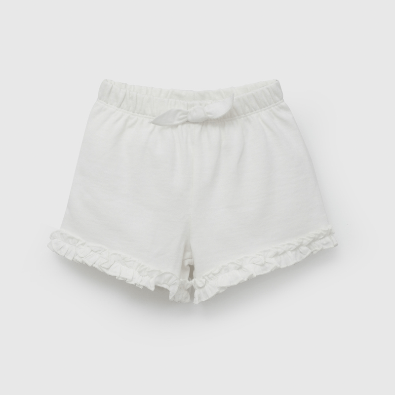 Short Blanco Con Vuelos de Niña Infantil talla 3/6 M a 24m/36 M