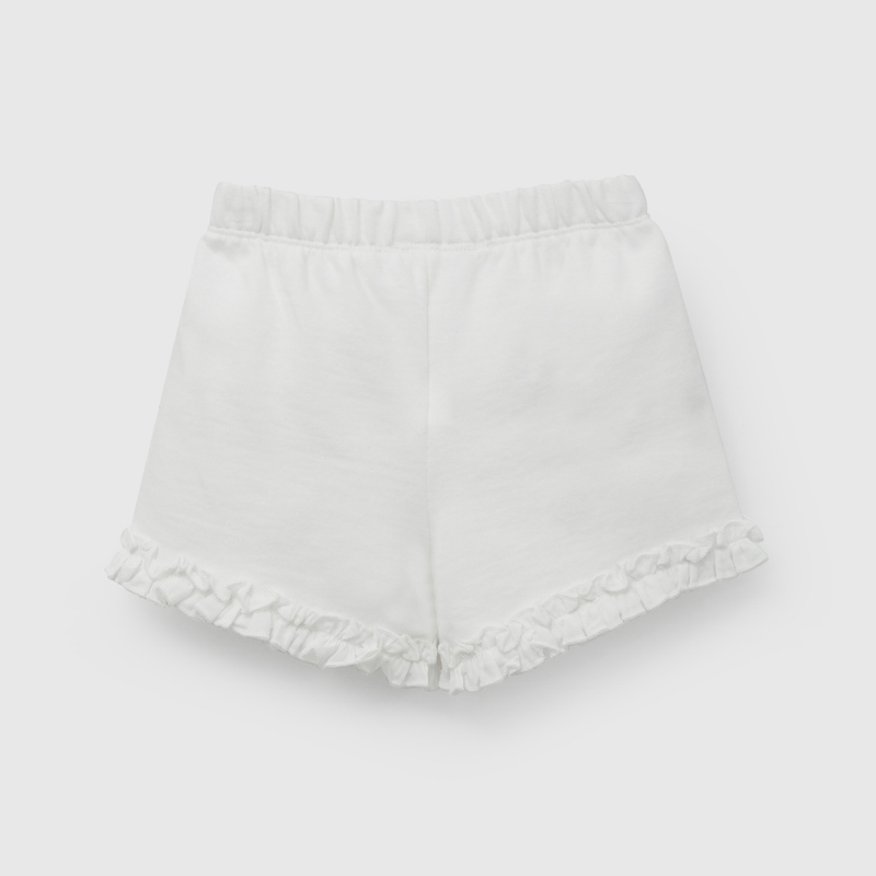 Short Blanco Con Vuelos de Niña Infantil talla 3/6 M a 24m/36 M