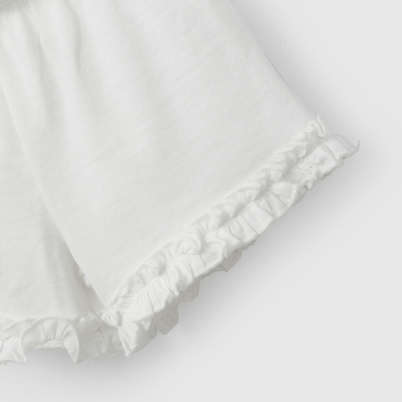 Short Blanco Con Vuelos de Niña Infantil talla 3/6 M a 24m/36 M