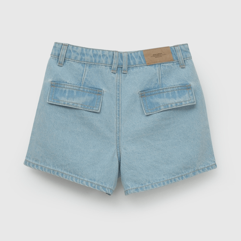 Short Flores Celeste Bordado de Niña talla 3 a 12 Años
