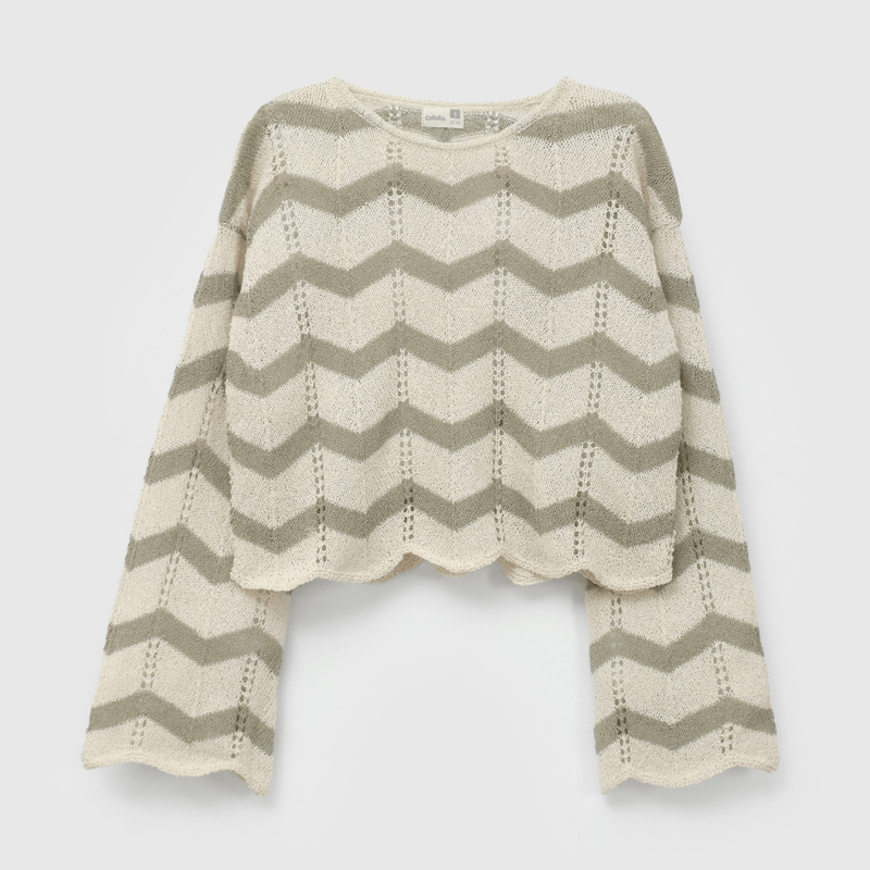 Sweater Rayas Verde de Niña talla 3 a 12 Años