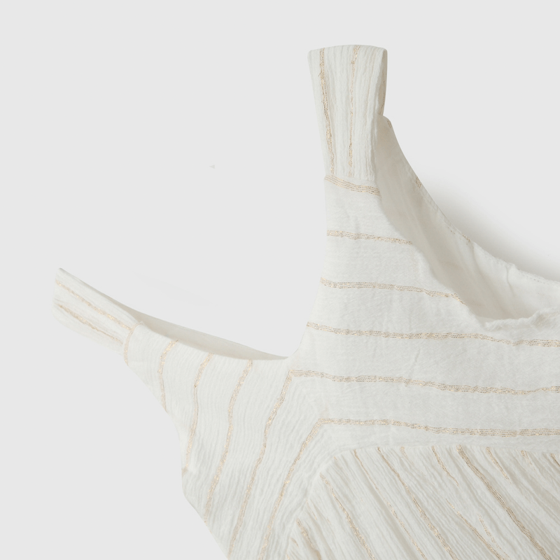 Vestido Blanco Textura Brillos de Niña talla 3 a 12 Años